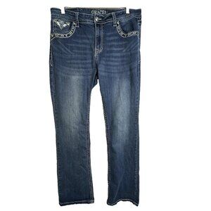 Grace in LA Jeans Size 33Women's Western Aztec Embellished Bootcut Stretch Jeans